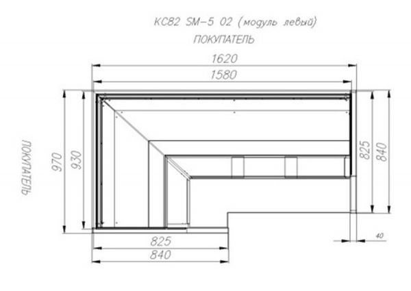 Кондитерская витрина угловая Полюс Carboma Vision KC82 SM-5 01 (модуль левый)