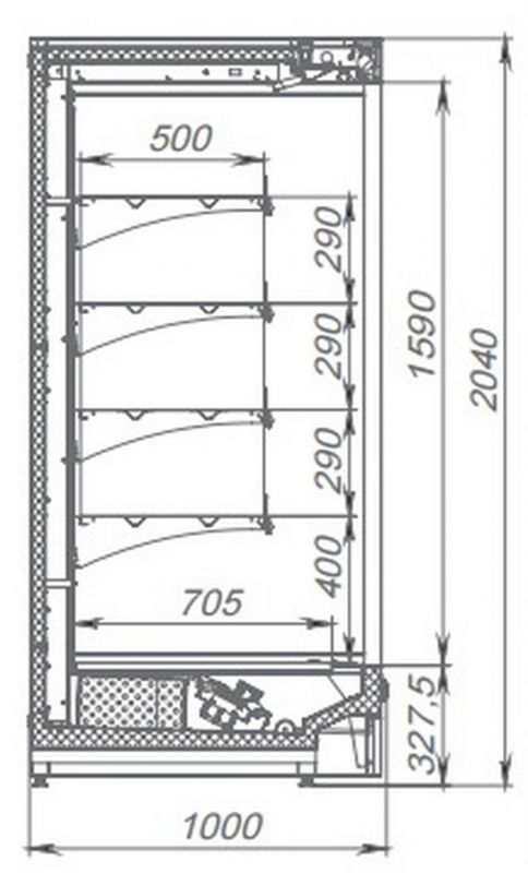 Пристенный охлаждаемый стеллаж Polair Monte M 1250
