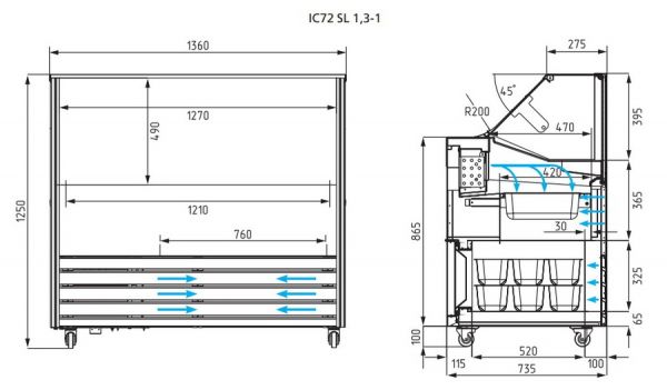 Морозильная витрина для мороженого Bliss IC72 SL 1,3-1 (индивидуальное исполнение)