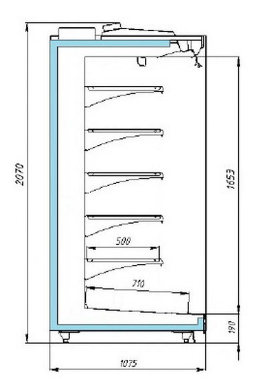 Холодильная горка Ариада Davos ВС64 105L-2200 гастрономическая (торец)