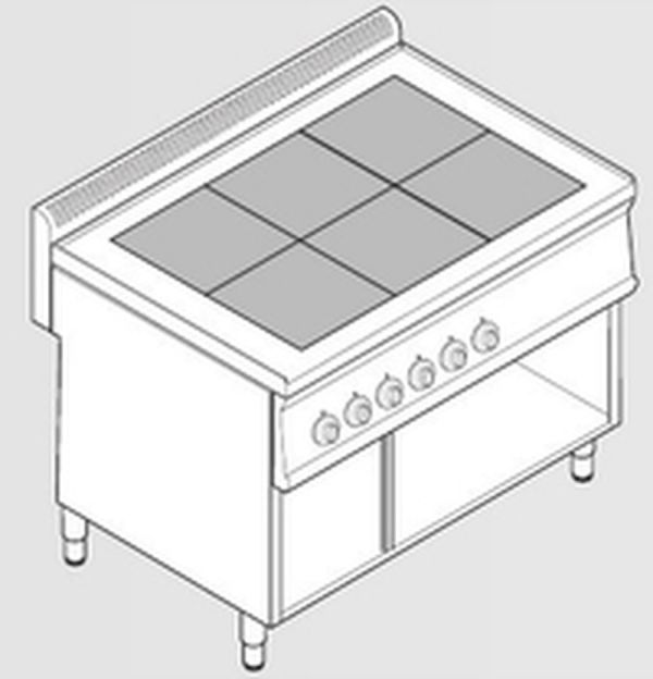 Плита 6-конфорочная 700 серии Tecnoinox PCU105FE7