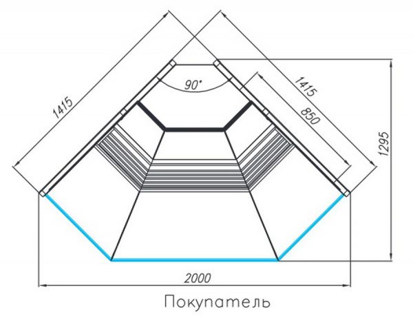 Холодильная витрина Полюс Carboma Atrium G120 VM-5 KombiLux (внешний угол, динамика)