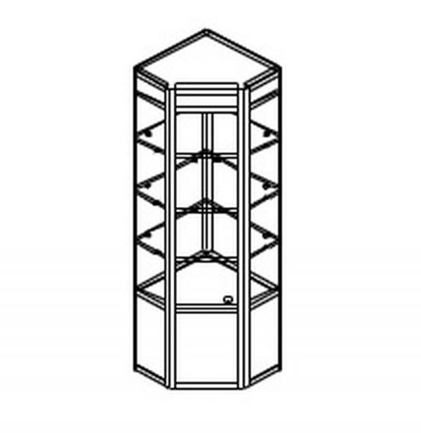 Витрина А/П угловая с подсветкой